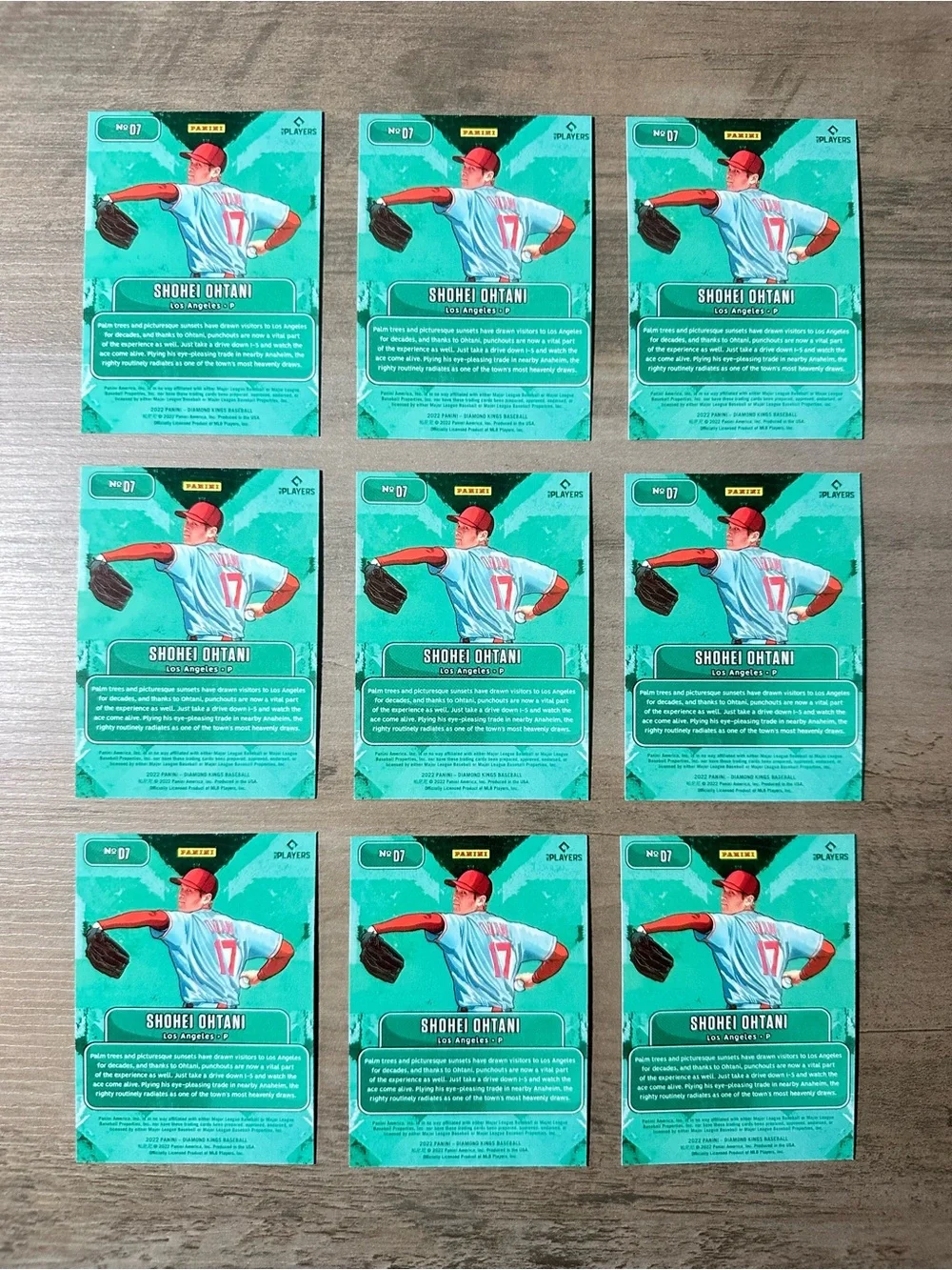 Shohei Ohtani Lot of (4) 2022 Panini Downtown #D7 Novelty Baseball Cards.